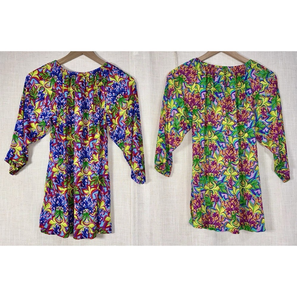 Haley And The Hound Women's XS Colorful Floral Tunic Top Blouse LOT of 2 USA